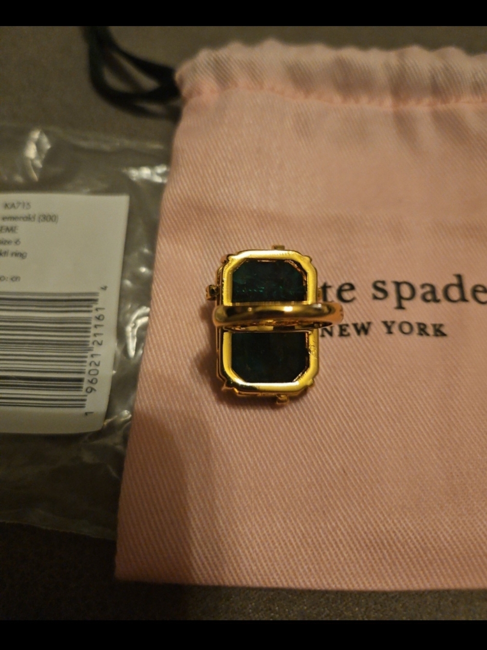 Kate Spade Emerald Cocktail Ring - Picture 6 of 7